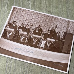 Vtg B&W Polish Polka Warszawska orchestra Band Photograph 1950 WFCI Pawtucket